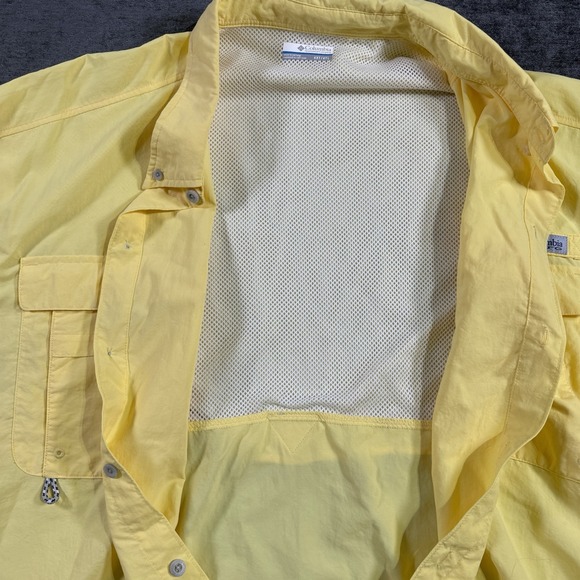 Columbia PFG Fishing Shirt Men's 4XT Yellow Short Sleeve Button Up Omni Shade - Picture 9 of 14